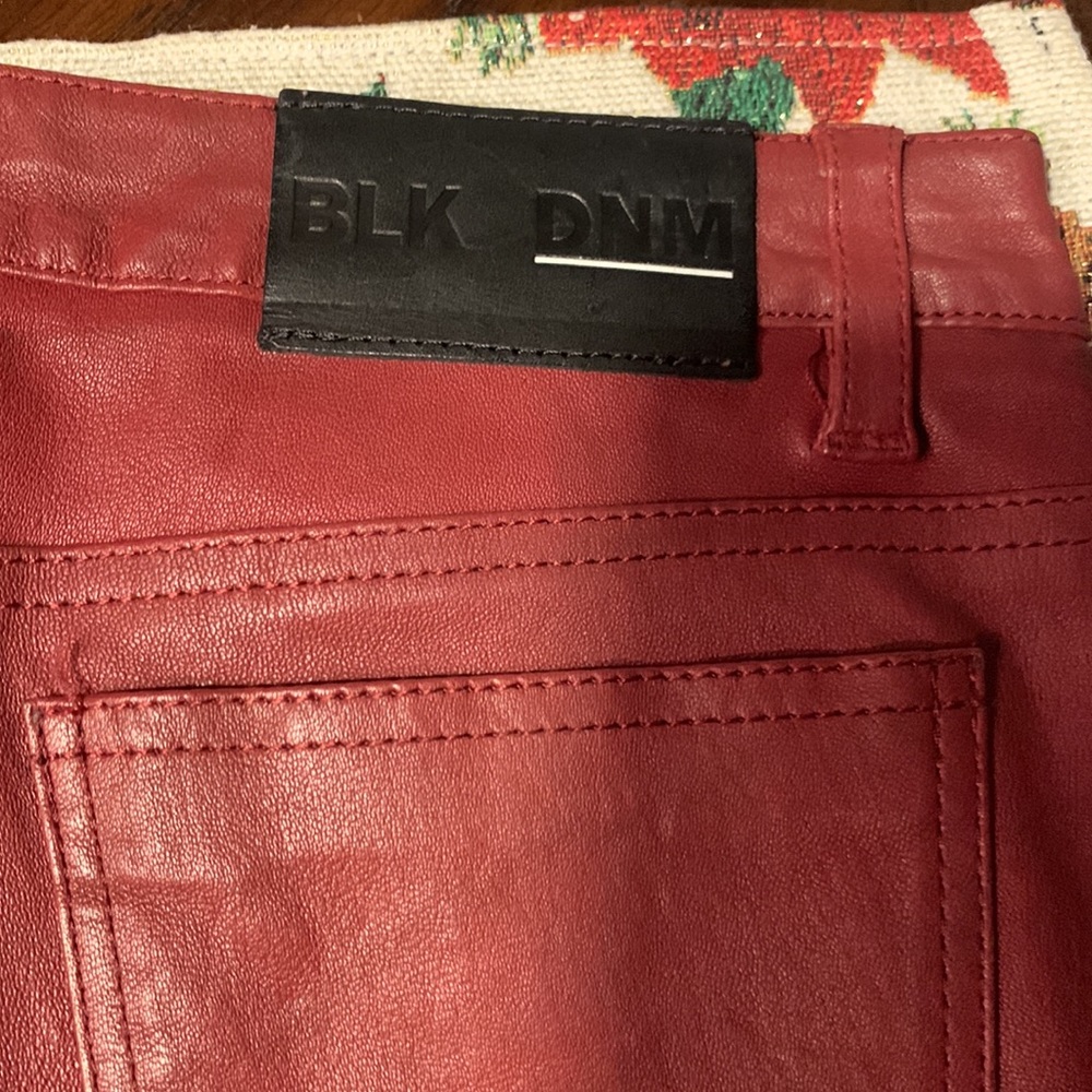 BLK DNM Burgundy Red Leather Skinny Pants sz 28 - Picture 8 of 11